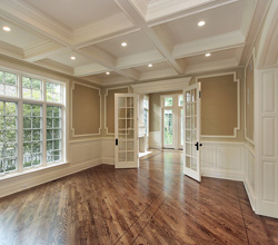 Menzner Hardwoods – Painted Poplar, Coffered Ceiling, Wainscoting and Trim